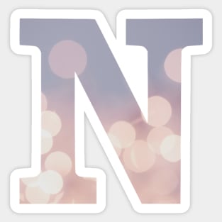 The Letter N Purple Lights Design Sticker